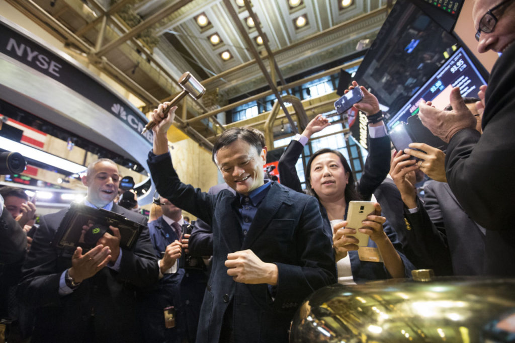 Upcoming IPO in Share Market - BABA - Going Public - Opening Bell on the Floor - Ben Hider/NYSE Credits